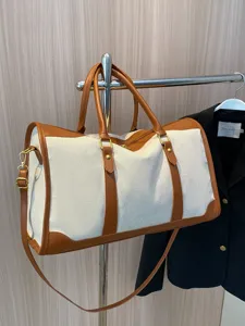 Damen Große Kapazität Segeltuch Reisetasche Casual Patchwork Weekender Duffel Bag Tragbare Gepäcktasche