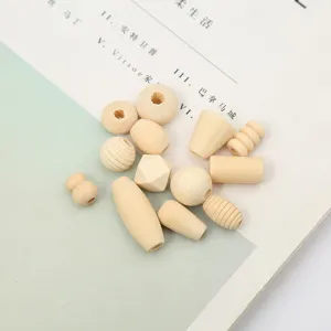 Mixed natural wood beads for DIY jewelry making, handmade crafts, and home decor projects.