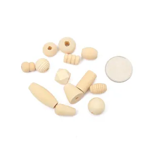 Mixed natural wooden beads for DIY crafts, unpainted lotus wood assorted spacer beads for jewelry.