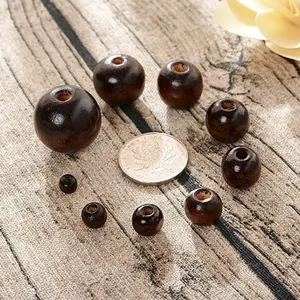 Perles en Vrac Rondes en Bois Naturel Perles Intercalaires en Bois Marron Pour la Fabrication de Bijoux DIY Artisanat Bracelet Collier