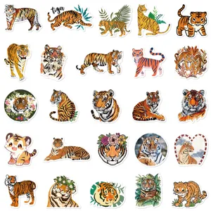 50pcs cute cartoon tiger waterproof vinyl stickers for luggage laptop journal decoration