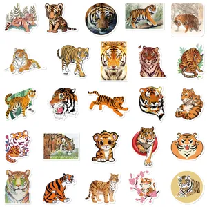 Cute tiger stickers waterproof vinyl decal pack for laptop luggage water bottle decor