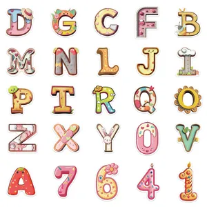 Cute cartoon alphabet and number stickers set for laptop suitcase DIY decorative decal.