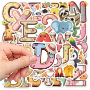 Cartoon alphabet letter number stickers waterproof vinyl decals for laptop water bottle luggage
