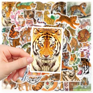 Cute cartoon tiger stickers pack waterproof vinyl decal for laptop luggage scrapbooking 50pcs