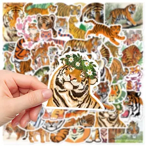 Cute cartoon tiger stickers waterproof vinyl decals pack for laptop luggage journal decor