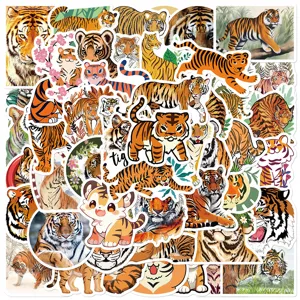 Cute Cartoon Tiger Waterproof Stickers Vinyl Decals For Luggage Laptop Journal Scrapbook Aesthetic Decor