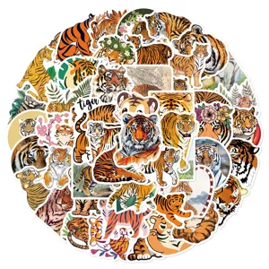Cute tiger stickers set 50pcs waterproof cartoon decal for laptop luggage journal decoration