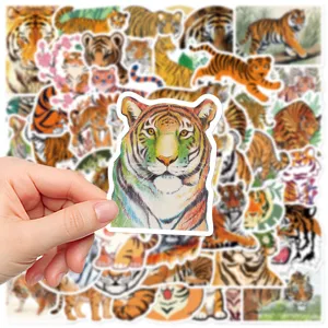 50pcs cartoon cute tiger stickers waterproof vinyl decal for laptop luggage journal decor