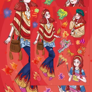 Waterproof Cartoon Superpower Girl Stickers DIY Phone Case Scrapbook Waterproof Decals