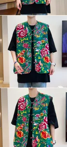 Men's Chinese style floral vest vintage sleeveless waistcoat traditional outerwear casual top