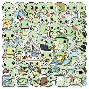 Cute Cartoon Turtle Waterproof Stickers Decals For Laptop Journal Phone Case Water Resistant Decorative Stickers