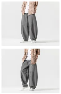Uomini stile cinese casual largo lino pantaloni zen tai chi estate comodi pantaloni harem