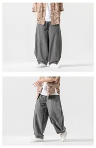 Pantaloni harem casual stile cinese larghi da uomo Tai Chi vista dettagli primavera
