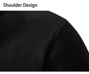 Men's casual knitted cardigan jacket shoulder detail close-up autumn winter outerwear black