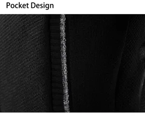 Detailed close-up view showing the black men's casual jacket pocket design and fine stitching.
