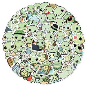 Cute cartoon turtle sticker detail view, waterproof decorative decal for laptop and journal