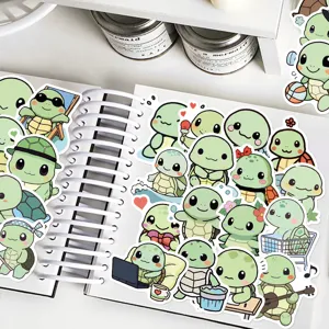 50 Pcs Cute Cartoon Turtle Stickers Waterproof Vinyl Decals for Laptop Journal Phone