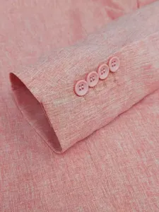 Men's casual cotton linen suit jacket cuff detail pink slim fit long sleeve blazer top