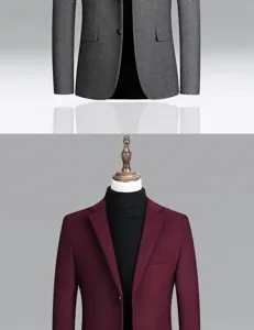 Men's short woolen suit jacket autumn winter lapel trench overcoat apparel variant