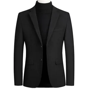 Heren Korte Wollen Kostuum Jas Casual Blazer met Col Trui voor de Herfst en Winter