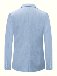 Men casual cotton linen suit blazer jacket, stylish slim fit business outerwear back view