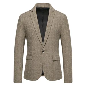 Blazer uomo quadri retro monopetto giacca elegante casual vintage capospalla alla moda