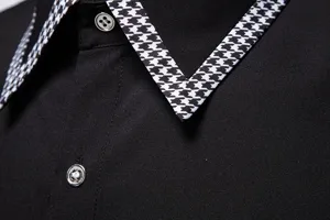 Camicia uomo moda pied de poule colletto contrasto manica corta abbigliamento dettaglio