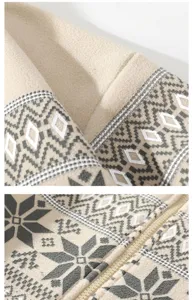 Men fleece jacket winter thermal tribal geometric pattern zip up casual outerwear warm