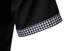 Camicia manica corta uomo dettaglio polsino contrasto pied de poule estate moda top