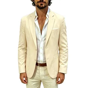 Men's Italian style casual slim fit blazer jacket solid color suit top for business daily wear