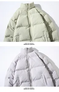Piumino invernale classico tinta unita con collo alto, cappotto caldo casual per coppie.