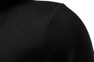 Men casual hoodie jacket fabric shoulder close up detail black simple design stylish texture
