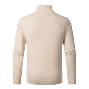 Men's casual knit sweater solid color mock neck long sleeve pullover for autumn winter