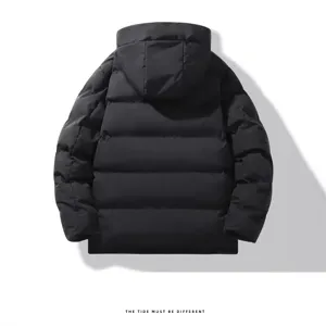 Heren winter met capuchon dikke gewatteerde jas casual warme zwarte mode winterjas bovenkleding
