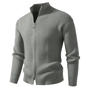 Men's Half-Zip Ribbed Knit Cardigan Fall Winter Casual Full-Zip Sweater Outerwear