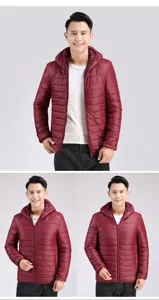 Uomo inverno tinta unita cappuccio giacca imbottita in cotone leggera cappotto caldo casual invernale