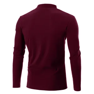 Men Women Thermal Long Sleeve Mock Turtleneck T-Shirt Burgundy Solid Color Fall Winter