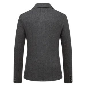 Blazer casual uomo misto lana grigio a quadri giacca retrò un bottone elegante