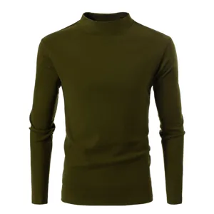 Casual autumn thermal mock turtleneck long sleeve t-shirt for men and women solid color.