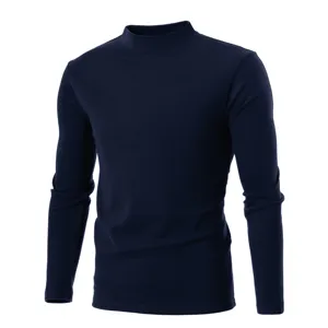 Men Women Double Sided Fleece Mock Neck Long Sleeve T Shirt Autumn Casual Thermal Top