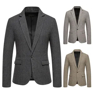 Giacca da Uomo Casual Vintage a Quadri in Misto Poliestere Slim Fit Monopetto Blazer per Uomo