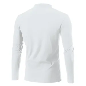 Unisex minimalist double sided thermal mock neck long sleeve T shirt back view detail