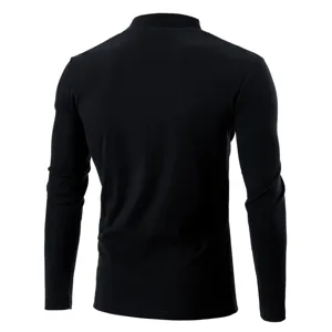 Unisex Black Thermal Mock Neck Long Sleeve T-Shirt Casual Autumn Winter Base Layer
