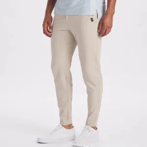 Mens slim fit casual trousers lightweight stretch summer jogger pants solid color basic daily wear