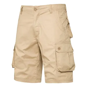Herren Freizeithose Cargo Shorts Outdoor khaki viele Taschen Sommer Kleidung Detailansicht