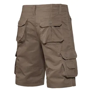 Herren Freizeithose mit vielen Taschen, klassisches Khaki, strapazierfähiger Stoff, Detailansicht.
