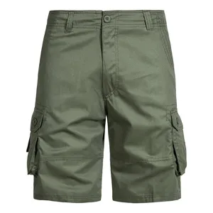 Herren olivgrüne Cargoshorts mit mehreren Taschen,lässiger Outdoor Arbeitskleidung Stil.