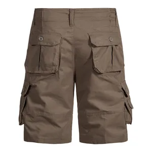 Herren Freizeithose Cargo Shorts mit mehreren Taschen, Outdoor Arbeitshose in Braun.