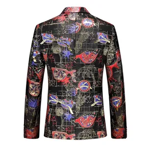Men's stylish casual blazer featuring vibrant sunglasses and palm tree print design.